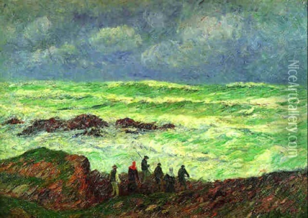 Les Ramasseurs De Goemon Nesvez 1903 Oil Painting - Henry Moret