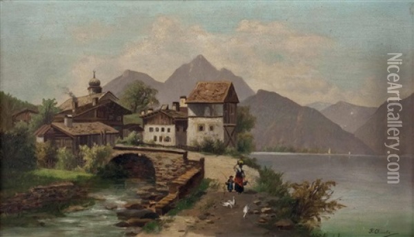 Hauser Am Tegernsee Oil Painting - Leopoldine Chwala