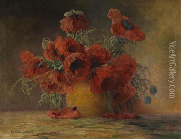 Klatschmohn In Einer Vase Oil Painting - Max Theodor Streckenbach