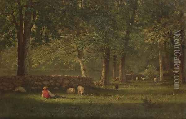 Wood Interior - Sheep Oil Painting - George Inness