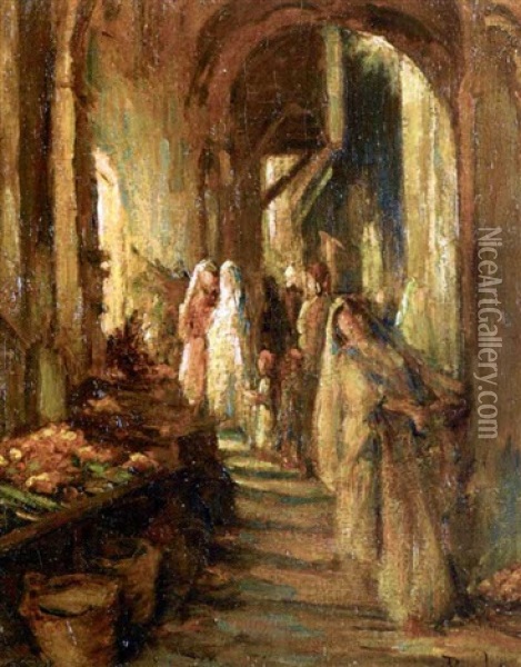 Femmes Dans La Casbah D'alger Oil Painting - Alphonse Birck