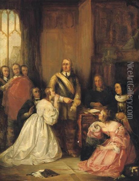 Cromwell's Family, Interceding For The Life Of Charles I Oil Painting - William Henry Fisk
