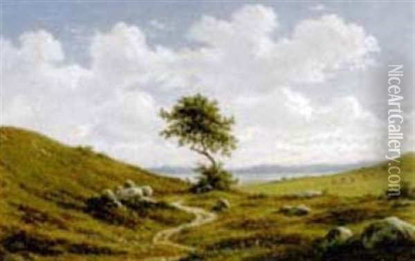 Landscape With Tree Oil Painting - Frederik Christian Jacobsen Kiaerskou
