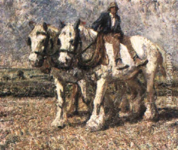 Plough Horses Oil Painting - Harry Fidler