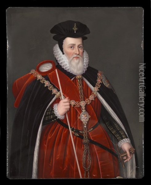 Portrait Of William Cecil, Lord Burghley (after Zucchero) Oil Painting - Henry Bone