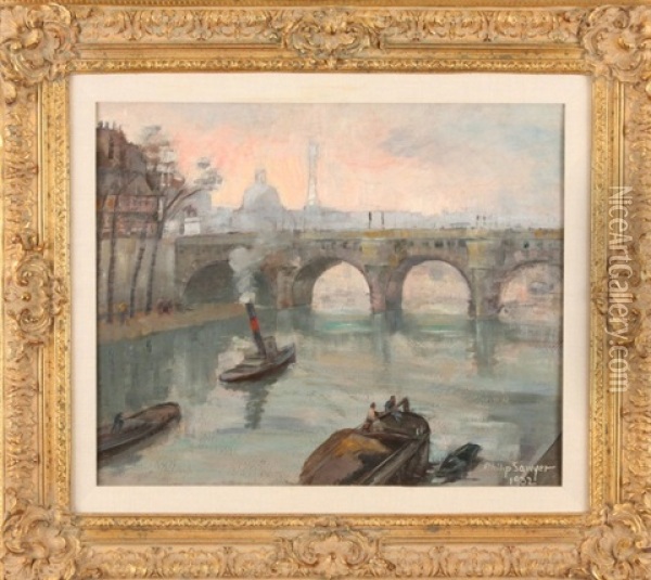 The Famous Pont Neuf, Paris Oil Painting - Philip Ayer Sawyer