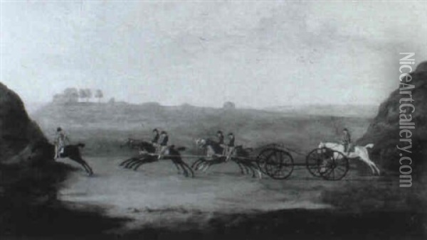 The Great Carriage Match, Newmarket Oil Painting - Thomas Butler