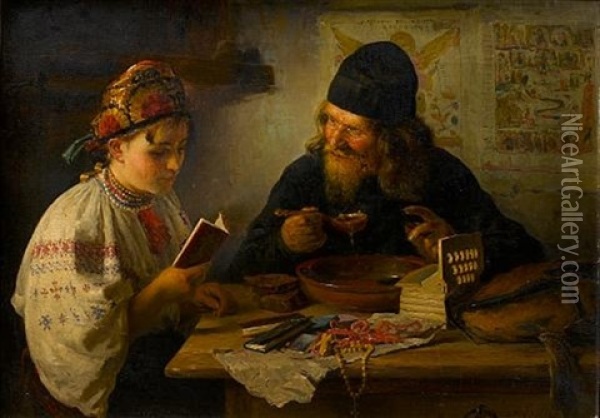 Rest On The Way From Kiev (pilgrim) Oil Painting - Vladimir Egorovich Makovsky