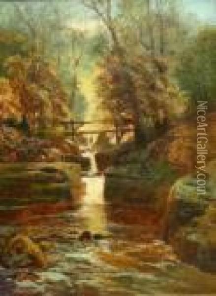 Aira Force Rydale Water Westmoreland Oil Painting - Clarence Roe