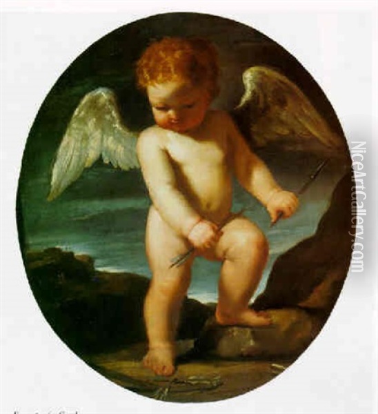 Infant Cupid Oil Painting -  Guercino