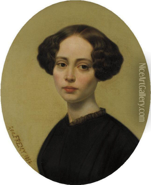 19th Century Portrait Of A Lady Oil Painting - Zoe Fremy