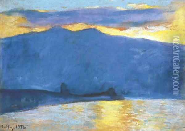 Sonnenaufgang am Gardasee Oil Painting - Lesser Ury