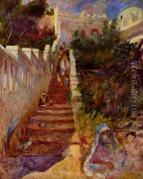 Stairs in Algiers Oil Painting - Pierre Auguste Renoir