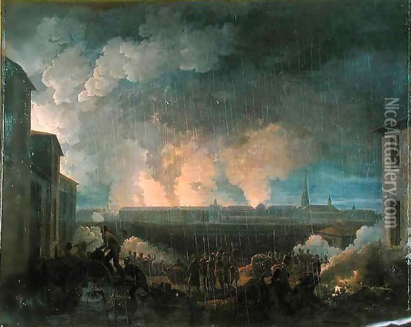 The Bombardment of Vienna by the French Army Oil Painting - Baron Louis Albert Bacler d'Albe