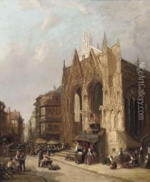 St. Mallon Church, Rouen Oil Painting - John Cheltenham Wake