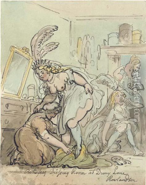 The Actresses Dressing Room At Drury Lane Theatre, London Oil Painting - Thomas Rowlandson