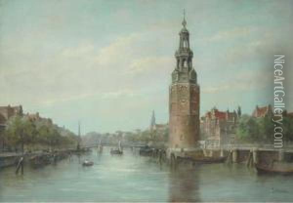 Montelbaanstoren, Amsterdam Oil Painting - Jan Van Der Linde