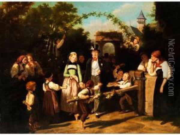 Empfang Des Hochzeitspaares Oil Painting - Theodor Christoph Schuz