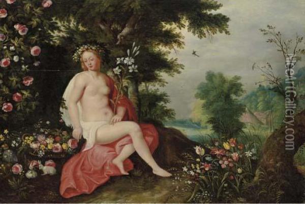 An Allegory Of Spring Oil Painting - Jan van Kessel
