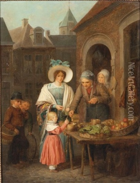 La Marchande De Fruits Oil Painting - Basile De Loose