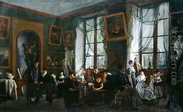 The Studio of Madame Haudebourt-Lescot Oil Painting - Joseph Albrier