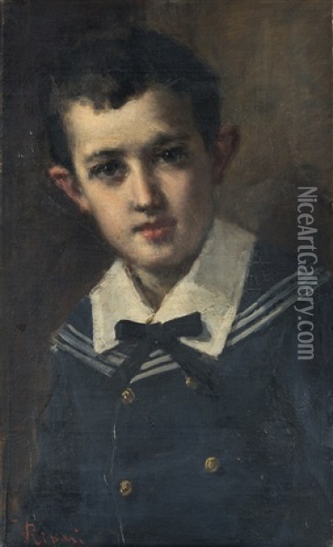 Virgilio Ripari , Asola 1843 , Milano 1902 Oil Painting - Virgilio Ripari