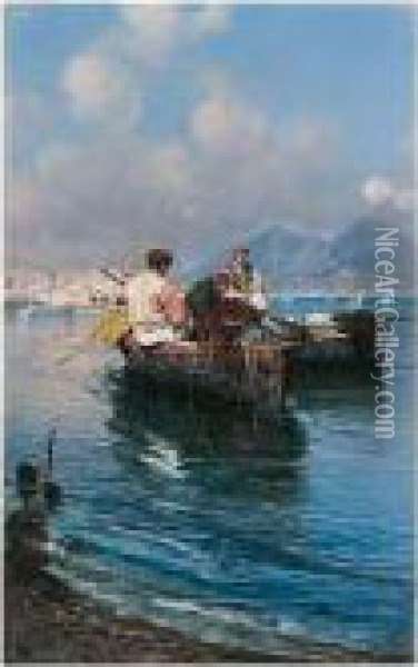 Marina Nel Golfo Di Napoli (bay Of Naples) Oil Painting - Giuseppe Giardiello