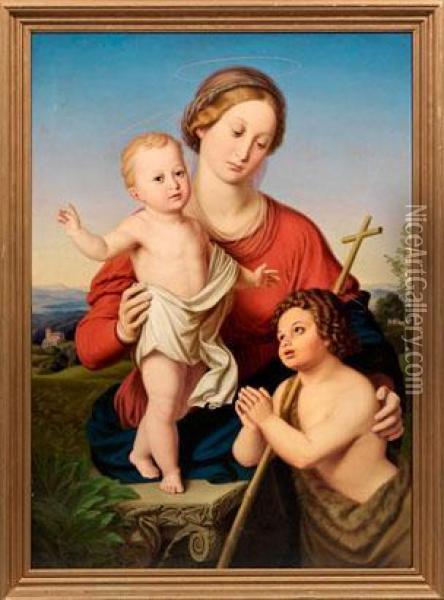 Hl. Maria Mit Kind Und Dem Johannesknaben Oil Painting - Carl Koch