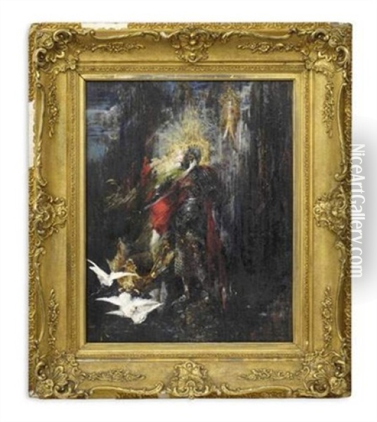 L'apparition Du Graal A Perceval Oil Painting - Pinckney Marcius-Simons