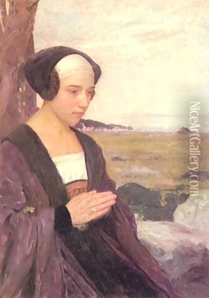 Breton Girl Praying Oil Painting - Contemporary Japanese