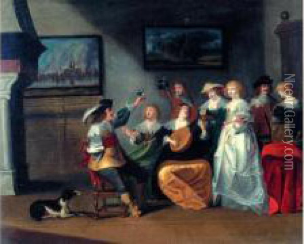 Concert Dans Un Salon Oil Painting - Christoffel Jacobsz van der Lamen