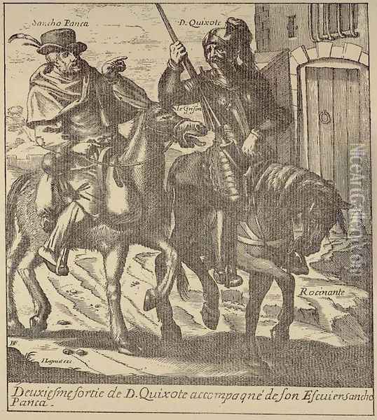 Don Quixote and Sancho Pansa 1650-52 Oil Painting - Jacques Lagniet