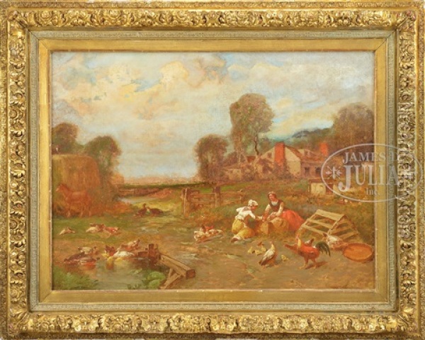 A Family Farm Oil Painting - George Washington Nicholson