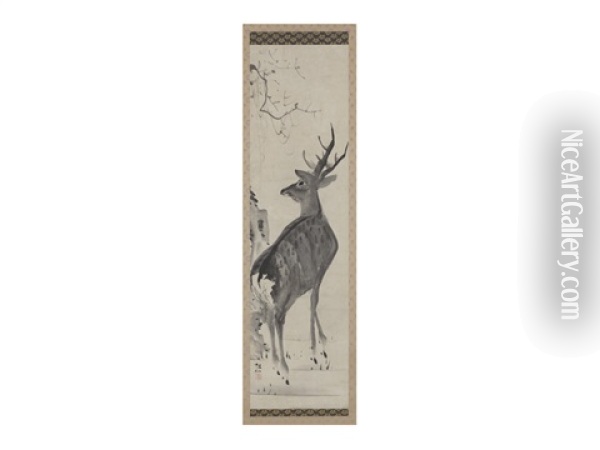 Deer Oil Painting - Sosen Mori