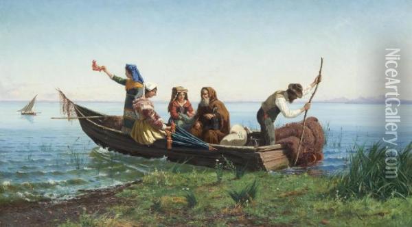 Traghetto Sul Lago Oil Painting - Pietro Barucci