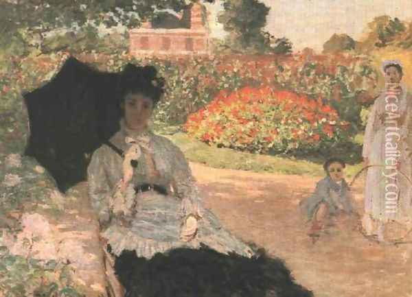 Camille In The Garden With Jean And His Nanny Oil Painting - Claude Oscar Monet