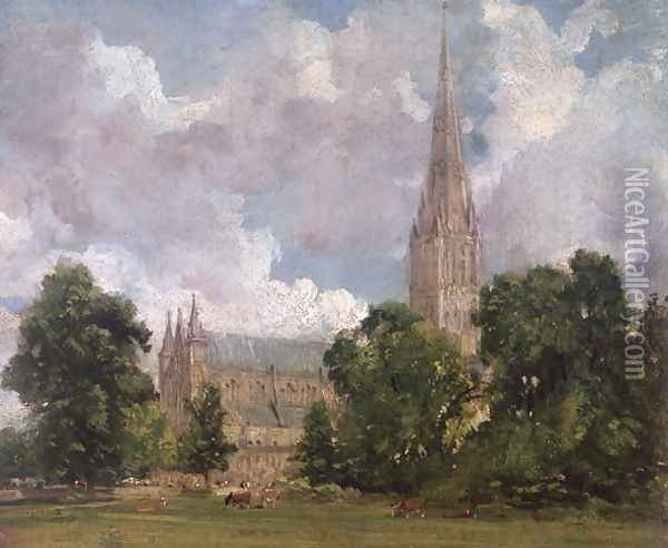 Salisbury Cathedral from the south west Oil Painting - John Constable