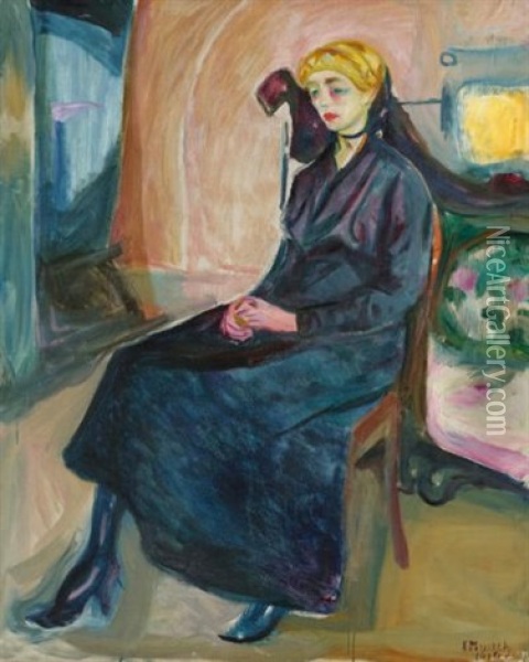 Sittende Ung Kvinne (seated Young Woman) Oil Painting - Edvard Munch