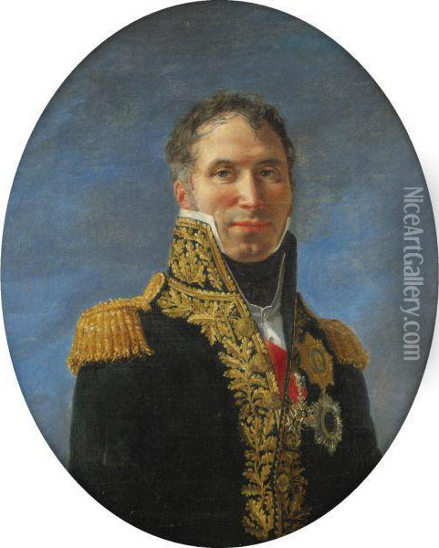 Portrait Of General Claude Carra De Saint-cyr Oil Painting - Jacques Louis David