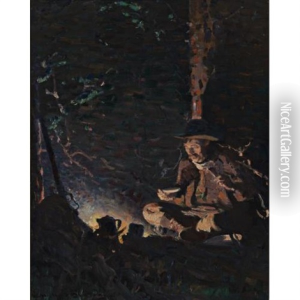 The Hunter's Supper (evening Meal) Oil Painting - William Herbert Dunton