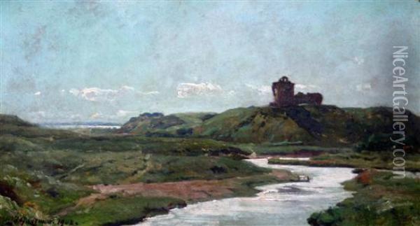 Estuary Scene With Ruins Oil Painting - Frederick George Cotman