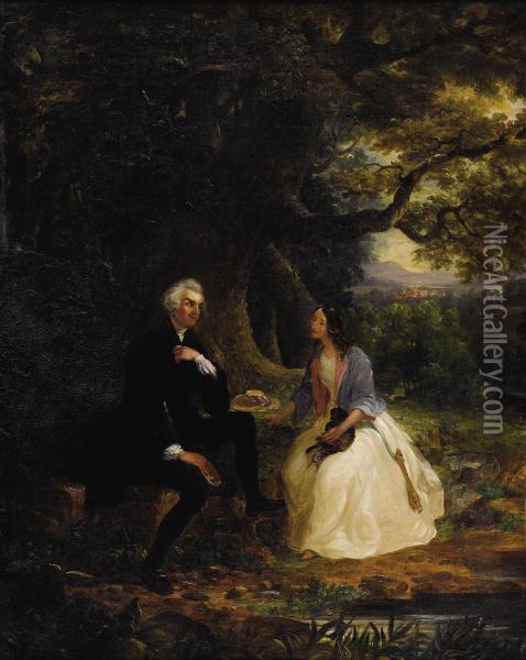 Romantic Encounter Oil Painting - William Smith Jewett
