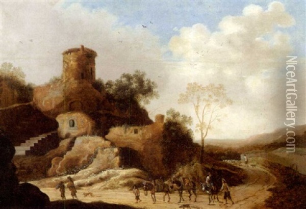 Landschaft Mit Reisenden Oil Painting - Pieter Anthonisz van Groenewegen