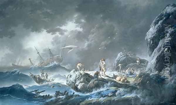 Shipwreck Oil Painting - Jean-Baptiste Pillement