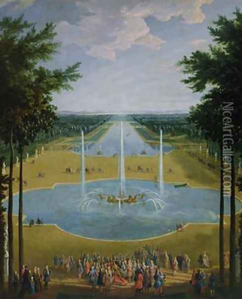 View of the Bassin dApollon in the gardens of Versailles 1713 Oil Painting - Pierre-Denis Martin