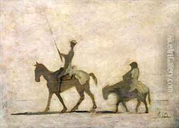 Don Quixote and Sancho Panza 2 Oil Painting - Honore Daumier