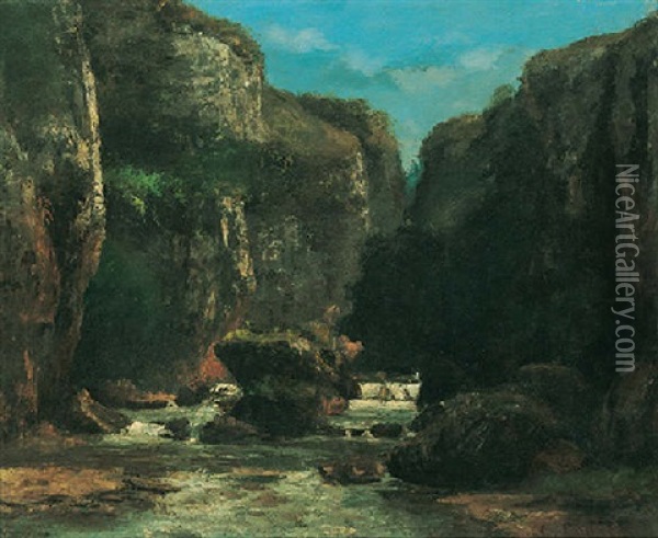 Falaises Et Ruisseau Oil Painting - Gustave Courbet