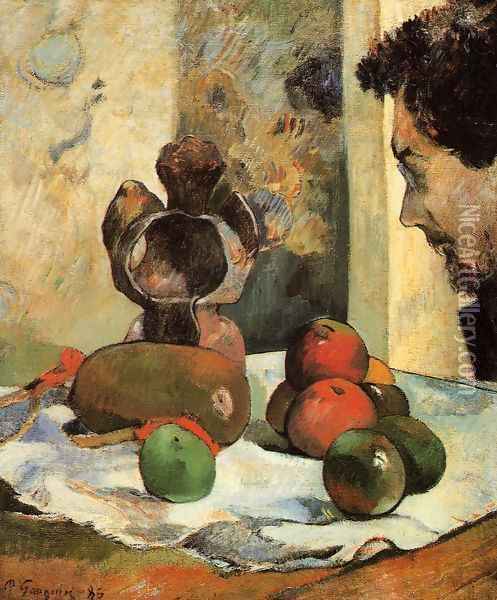 Still Life With Profile Of Laval Oil Painting - Paul Gauguin