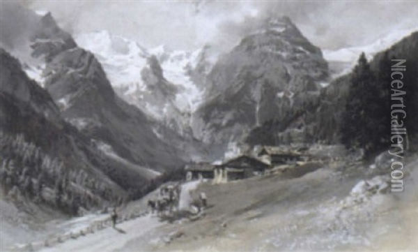Trafoi Mit Seinen Gletschern Oil Painting - Edward Theodore Compton
