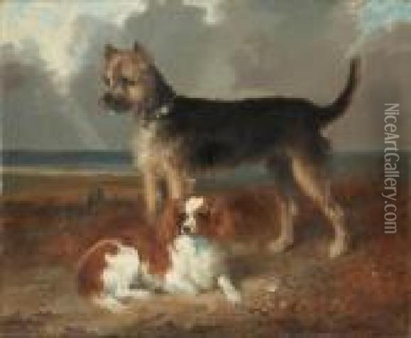 Twosmall Dogs Oil Painting - Richard Ansdell